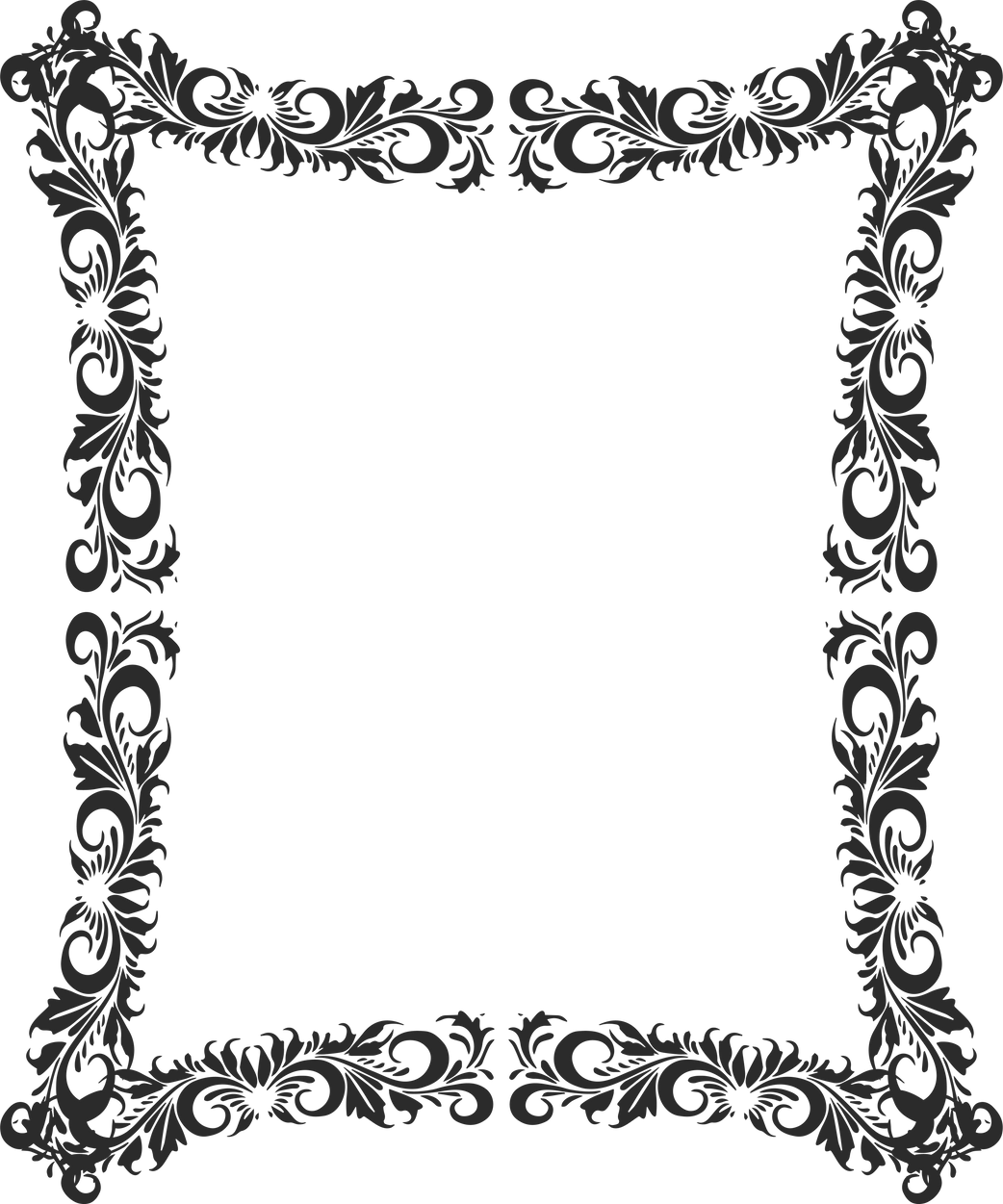 Vintage Frames Floral Ornate Portrait Rounded Rectangle Black